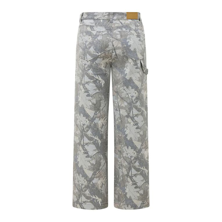 H&H Women's High Rise Camo Straight Leg Carpenter Jeans, Brown Light, hi-res