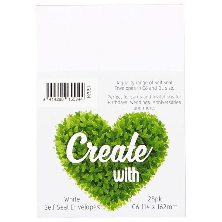 Create With C6 Envelopes White 25 Pack, , hi-res