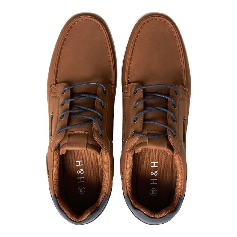 H&H Men's Boat Shoes, Brown, hi-res