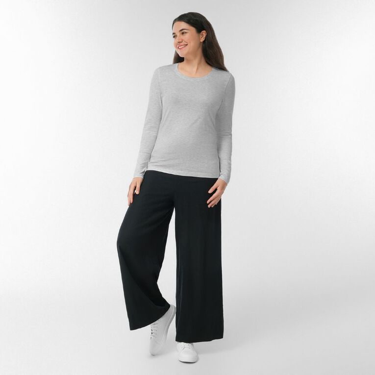 H&H Women's Stretch Long Sleeve Scoop Neck Tee, Silver Grey, hi-res