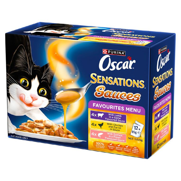 Oscar Sensations Sauces Favourites Menu Wet Cat Food 12 x 85g, , hi-res