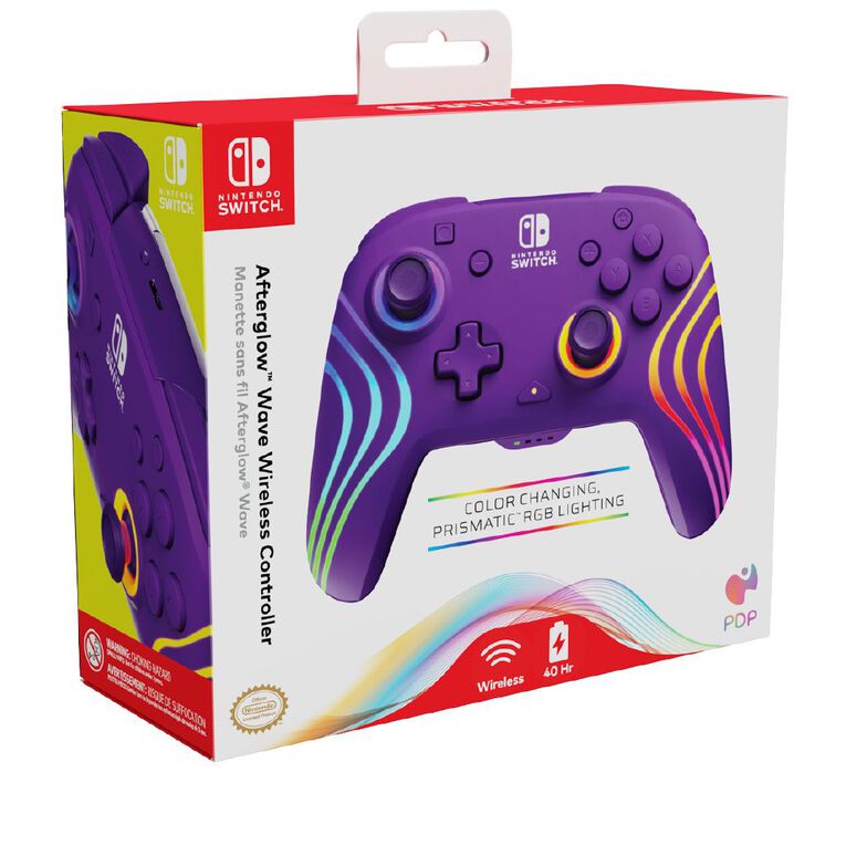 PDP Afterglow Wave Wireless Nintendo Switch Controller Purple, , hi-res
