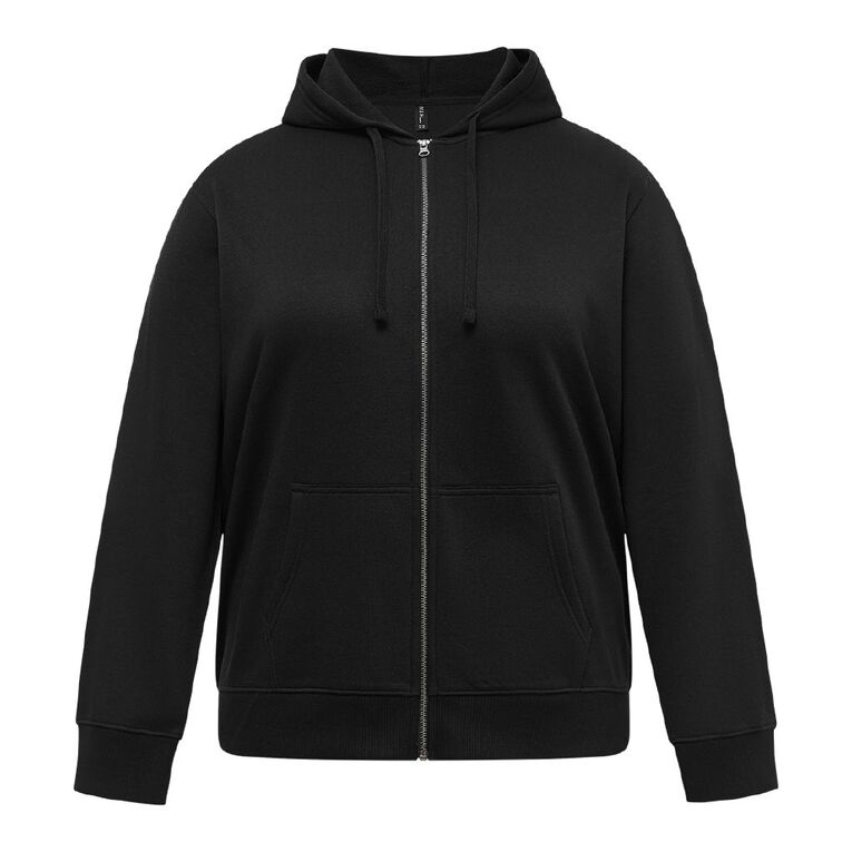 H&H Curve Women's Long Sleeve Zip Thru Hoodie, Black, hi-res