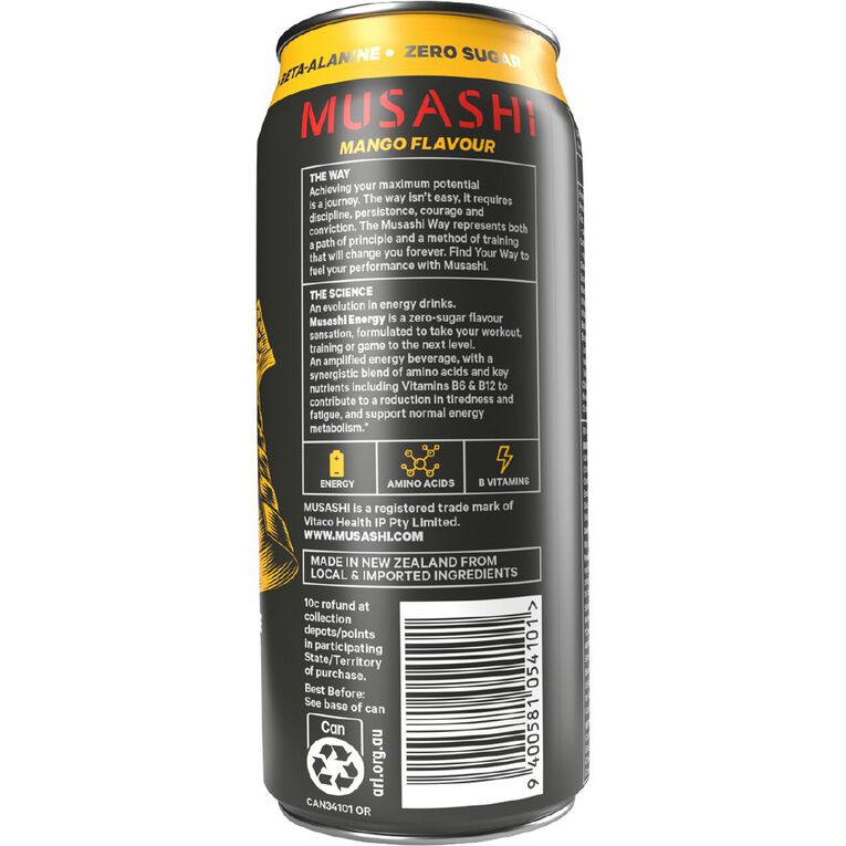 Musashi Mango Energy Drink 500ml, , hi-res