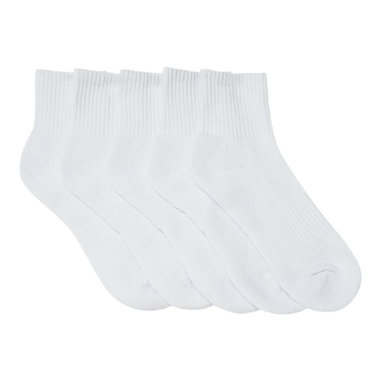 Active Intent Men's Cushioned Quarter Crew Socks 5 Pack, White, hi-res