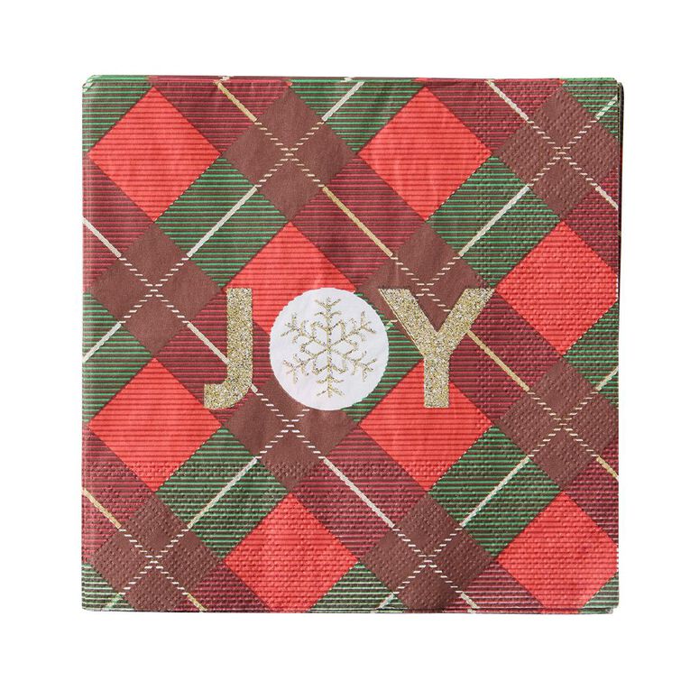 Wonderland Joyful Tidings Paper Napkins Tartan 20 Pack, , hi-res