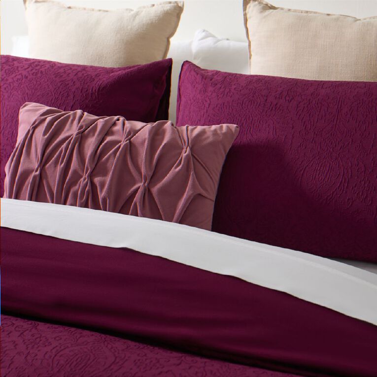 Living & Co Duvet Cover Set Damask Purple King, , hi-res