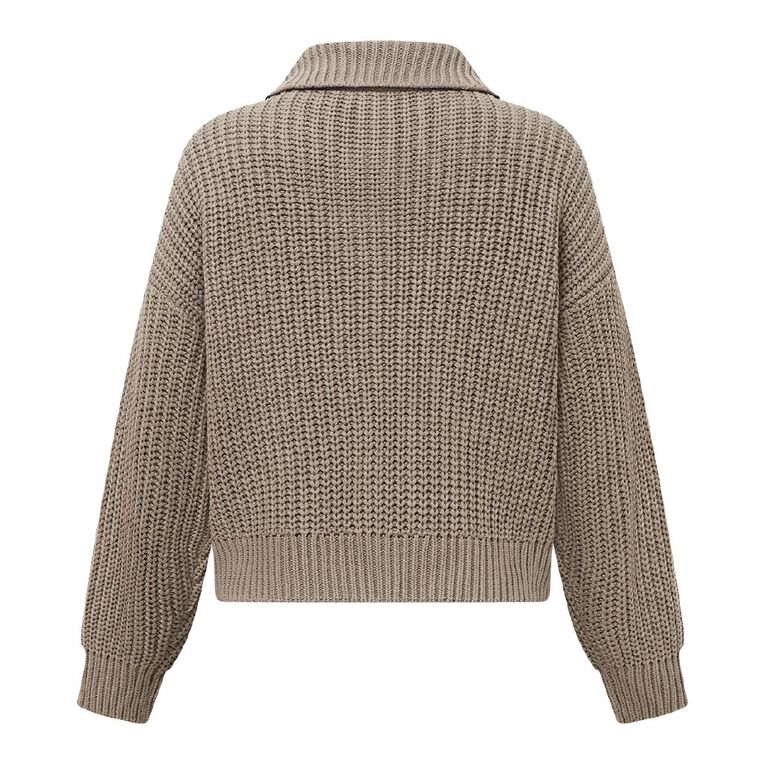 H&H Women's Zip Through Jumper, Brown Light, hi-res