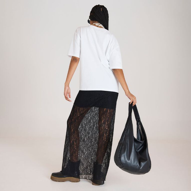 BRDRLESS Abby Lace Maxi Skirt, Black, hi-res