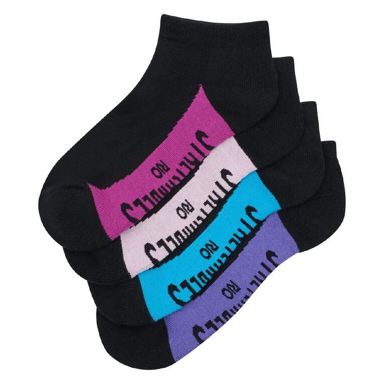 Rio Women's Stretchables Low Cut Socks 4 Pack, Black, hi-res