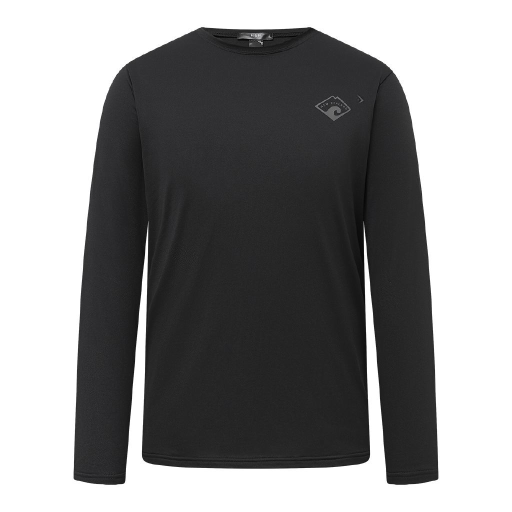 H&H Men's Surf Long Sleeve Tee Black | The Warehouse