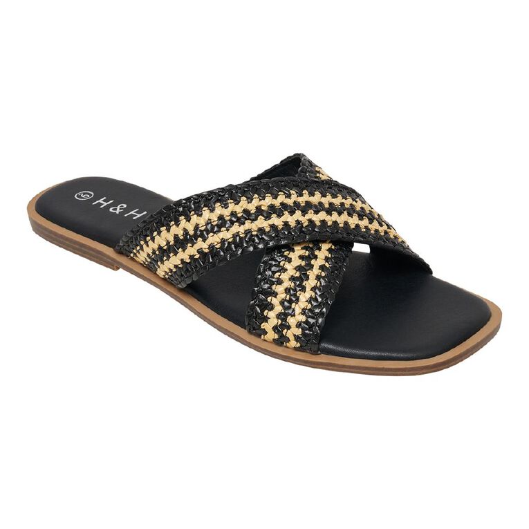 H&H Women's Sandals, Black/White, hi-res