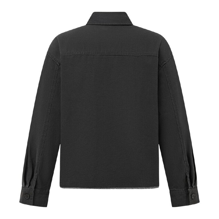 H&H Women's Long Sleeve Boxy Utility Shirt, Grey Dark, hi-res