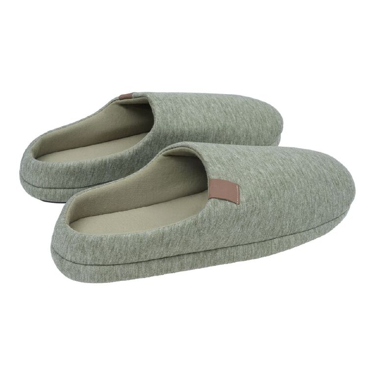 H&H Men's Jersey Scuff Slippers, Green, hi-res