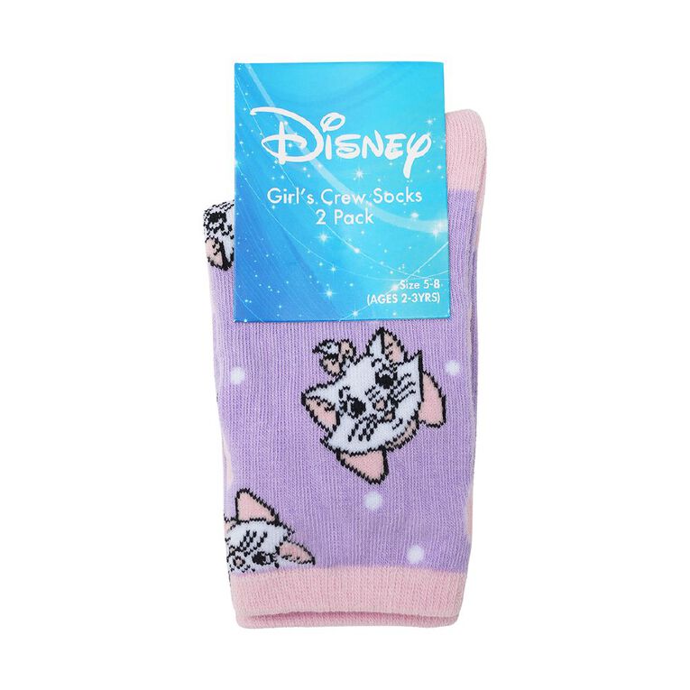 Disney Artistocrats Marie Girls' Crew Socks 2 Pack, Purple, hi-res