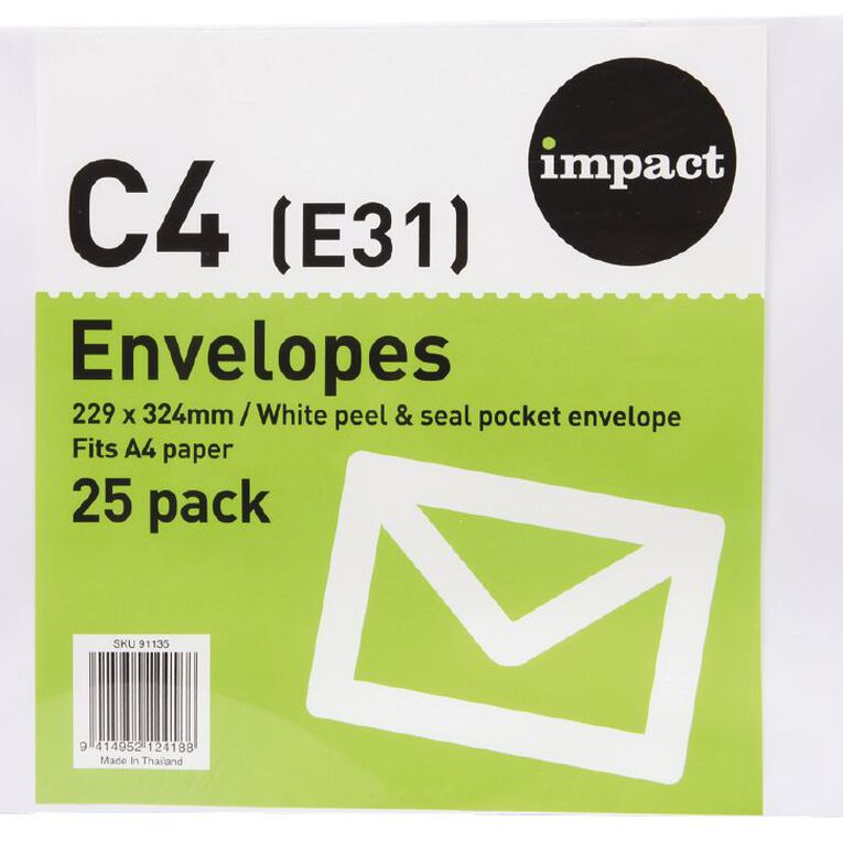 WS Envelope E31/C4 White Peel & Seal 25 Pack, , hi-res