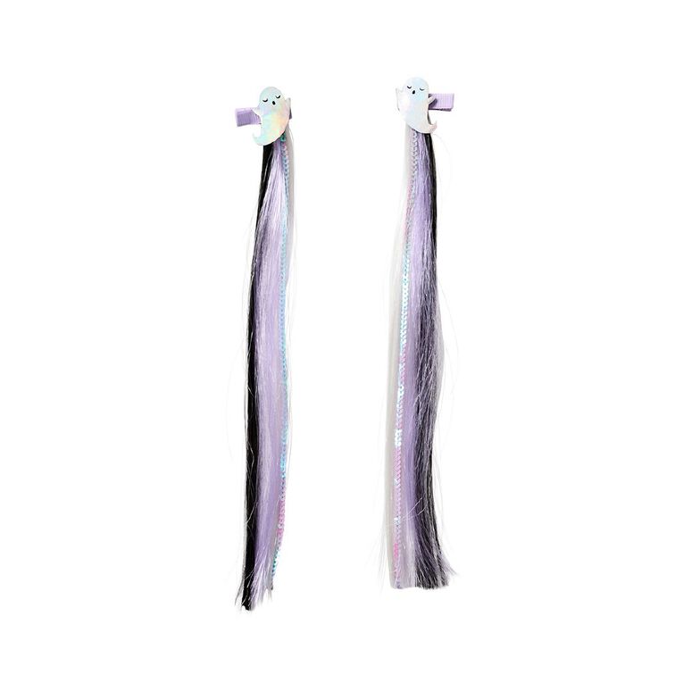 Scarehouse Sparkle Ghost Clip-In Hair 2 Pack Purple Mid, , hi-res