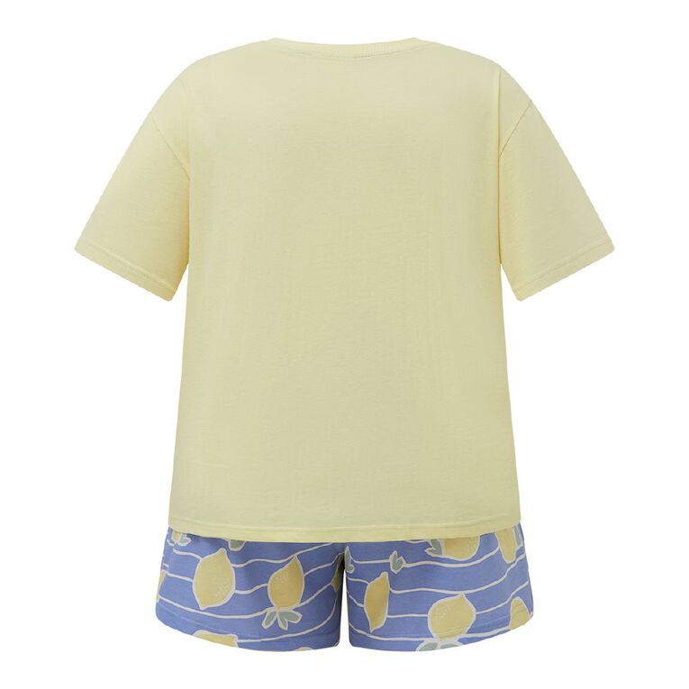 H&H Women's Plus Boxy Tee Pyjama Set, Yellow Light, hi-res