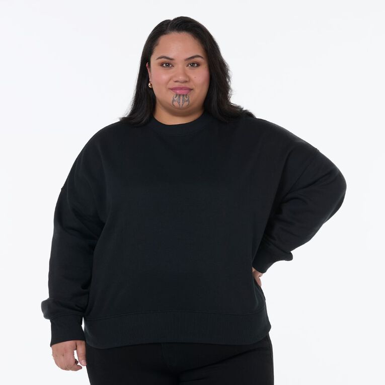 H&H Curve Women's Long Sleeve Crew Neck Sweater, Black, hi-res