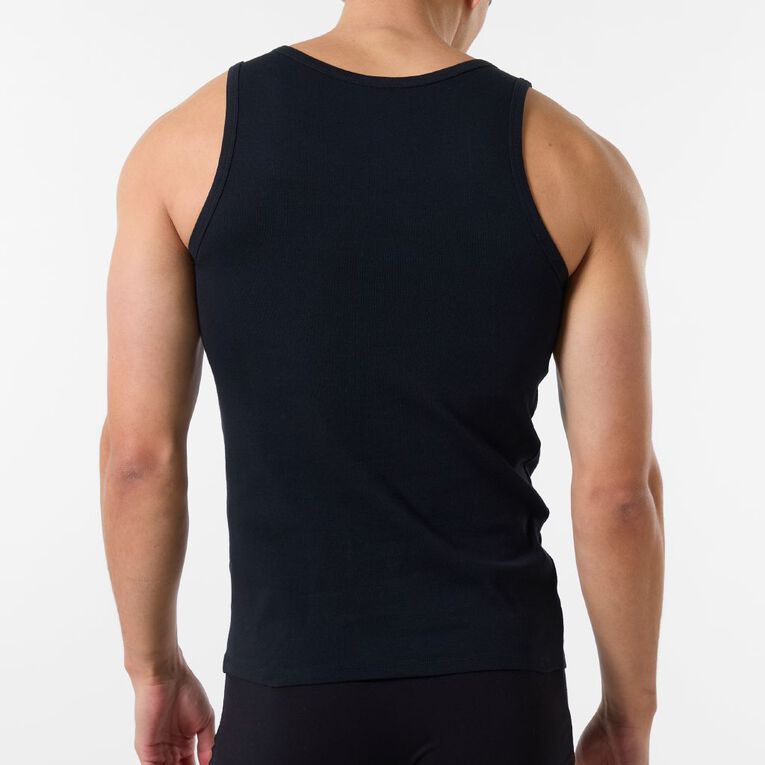 H&H Men's Singlet 2 Pack, Black, hi-res