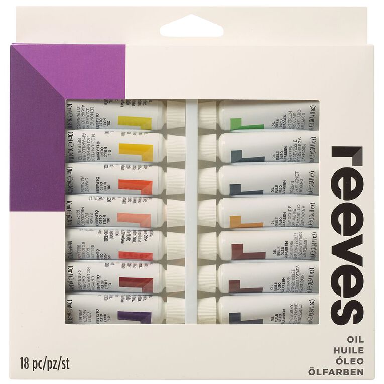 Reeves Oil Paint Set 18 Tubes MultiColoured The Warehouse