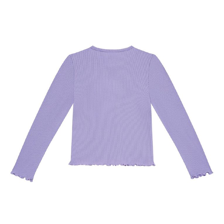 Young Original Toddler Girls' Long Sleeve Rib Tee, Purple Mid, hi-res