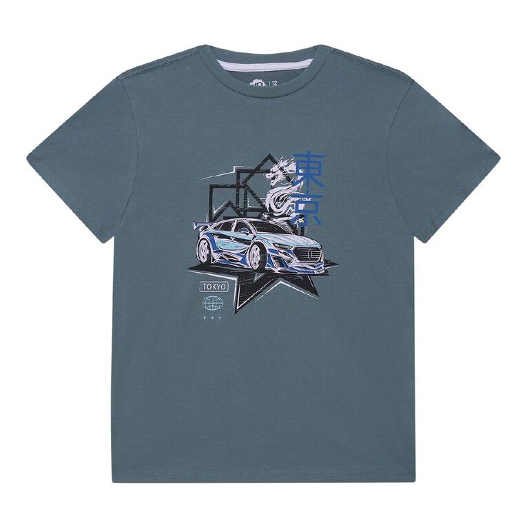 Young Original Print Short Sleeve Tee, Grey Mid TOKYO CAR, hi-res