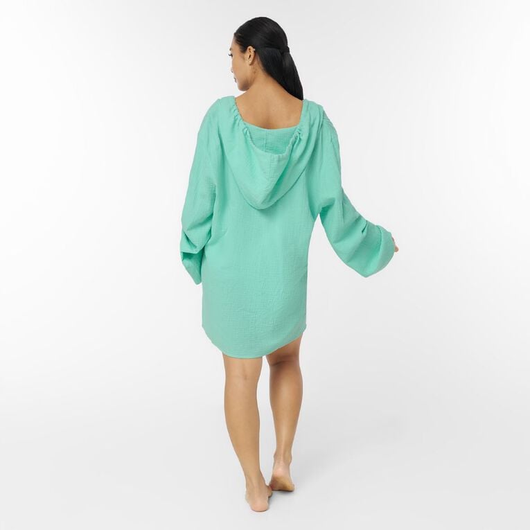 H&H Women's Cotton Hooded Swim Coverup, Green Mid, hi-res