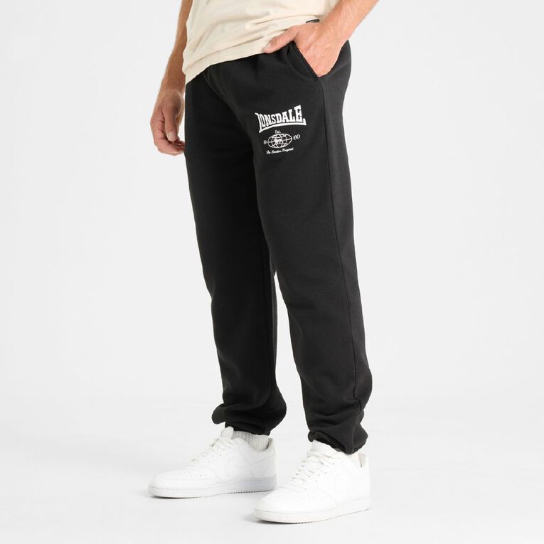 Lonsdale Men's London Relaxed Trackpants, Black, hi-res
