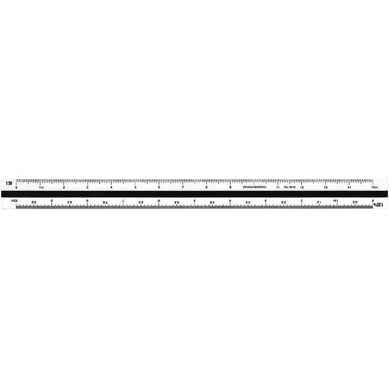 Standardgraph 9412 Tri Scale Ruler Tech School Clear, , hi-res