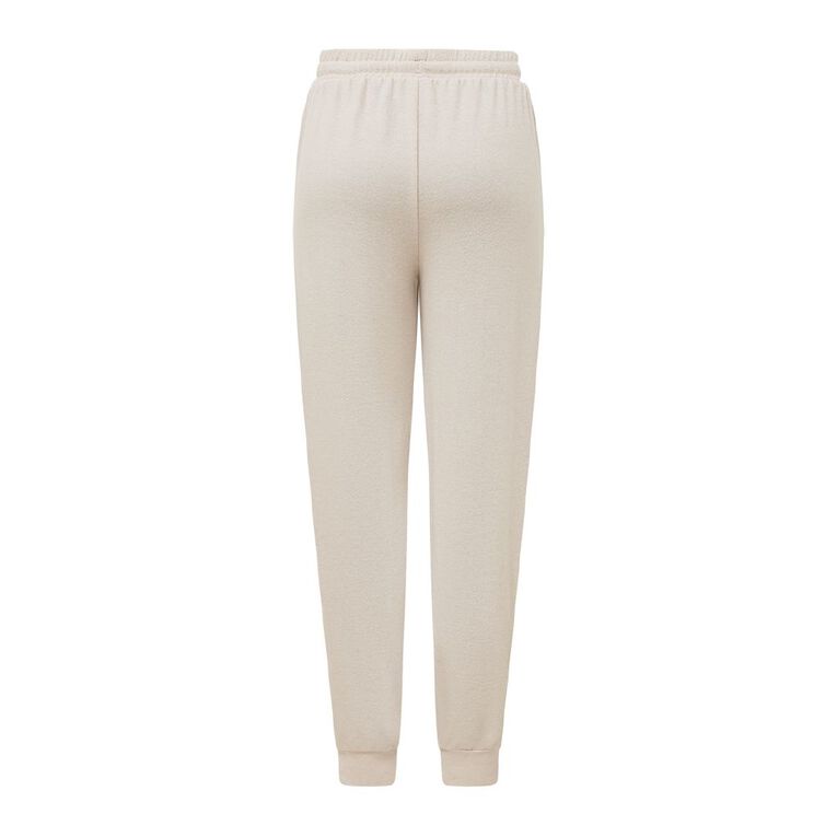 H&H Women's Brushed Knit Cuffed Lounge Pants, Cream, hi-res