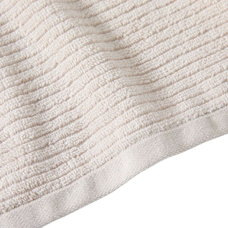 Living & Co Ribbed Bath Towel Natural 68cm x 137cm, , hi-res