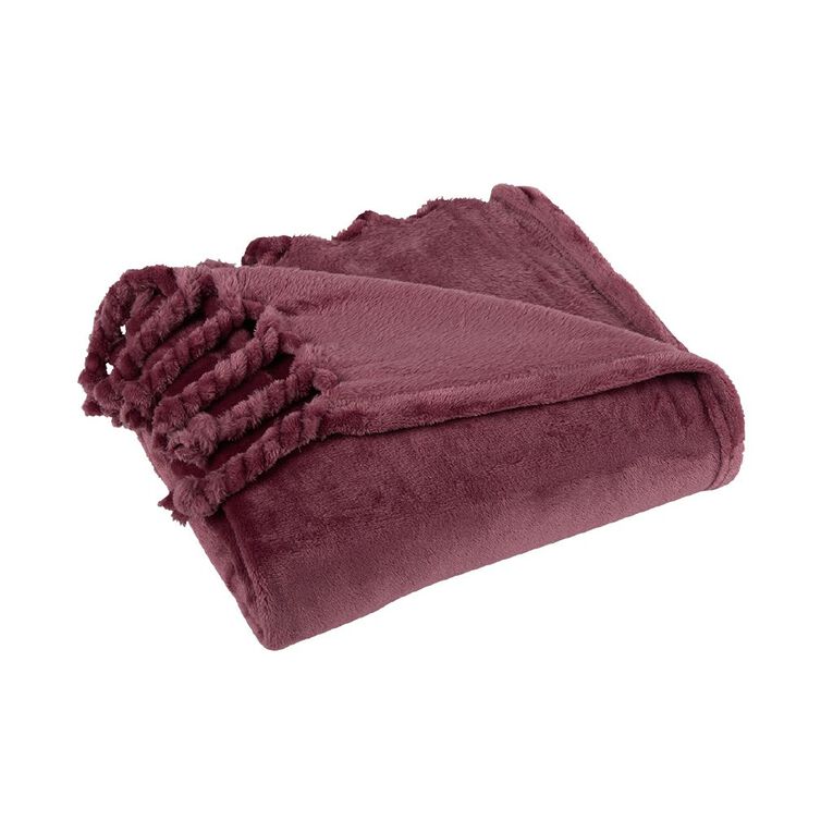 Living & Co Throw Plush Pink 127cm x 152cm, , hi-res