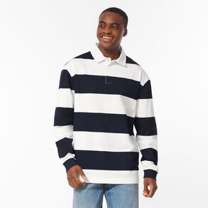 H&H Men's Stripe Rugby Polo