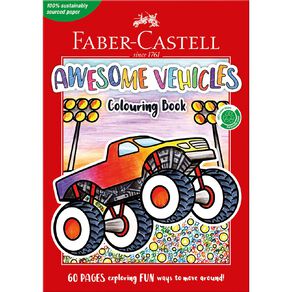 Faber-Castell Awesome Vehicles Colouring Book 60 Pages