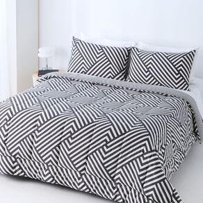 Living & Co 3 Piece Comforter Set Chevron Grey