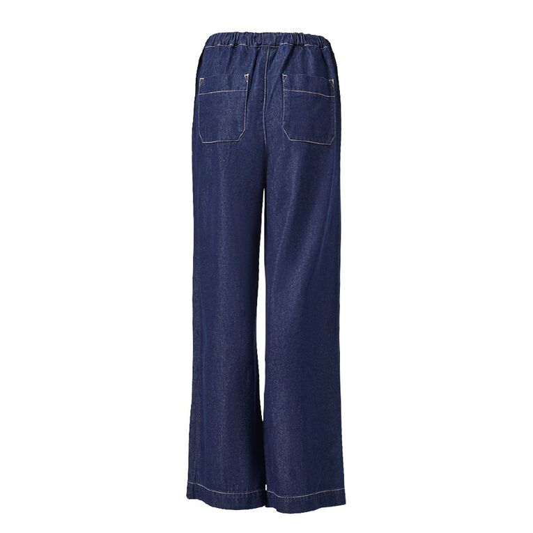 H&H Women's Wide Leg Pull On Jeans, Denim Mid, hi-res