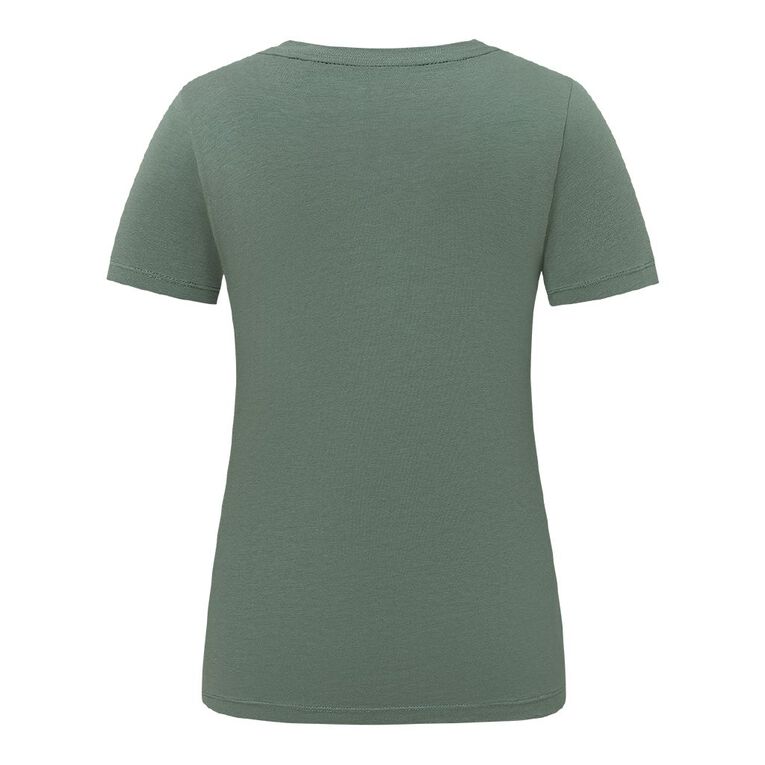 H&H Women's Stretch Scoop Neck Tee, Green Dark, hi-res