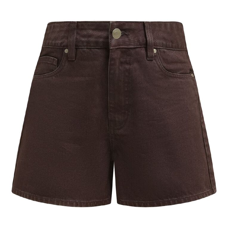H&H Women's Essential Denim Shorts, Brown, hi-res
