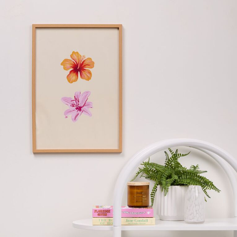 Living & Co Hibiscus Framed Print 35x50cm, , hi-res