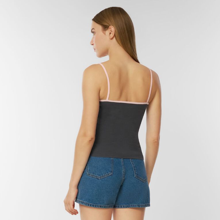 Garage Women's Contour Contrast Trim Camisole, Grey, hi-res