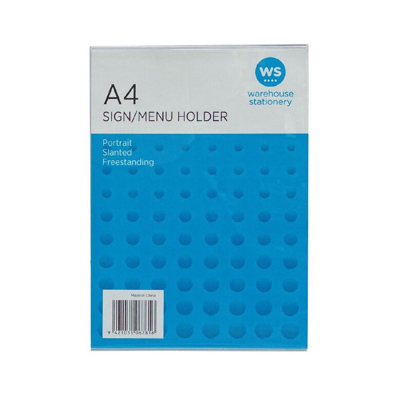 WS Sign/Menu Holder Slanted Portrait Clear A4, , hi-res