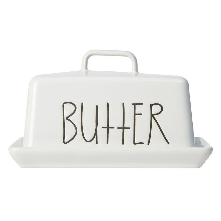 Living & Co Butter Dish White, , hi-res