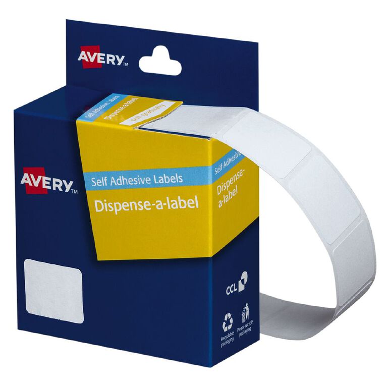 Avery Dispenser Rectangle 650 Labels White 24mm x 19mm