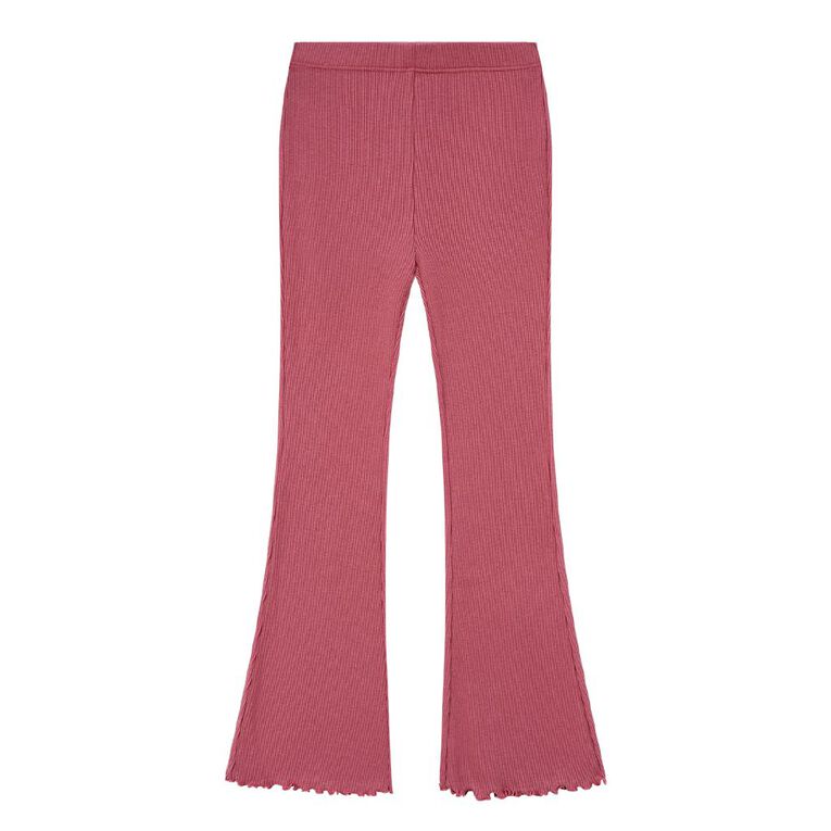 Young Original Rib Flare Leggings, Pink Dark, hi-res