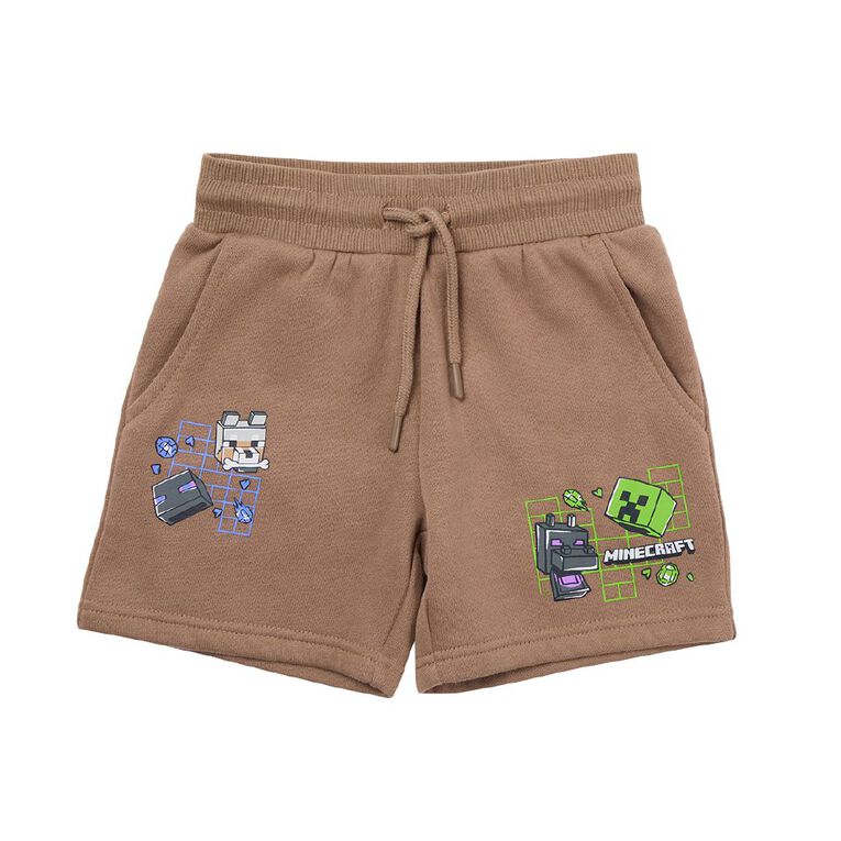 Minecraft Fleece Shorts, Brown Mid, hi-res