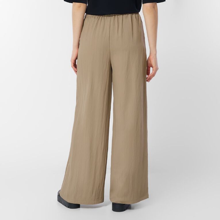 H&H Women's Textured Pleat Front Wide Leg Pants, Brown Light, hi-res
