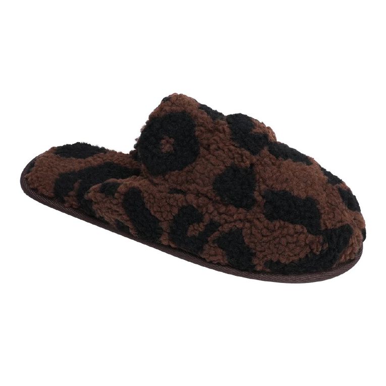 H&H Women's Betty Scuff Slippers, Brown Mid, hi-res