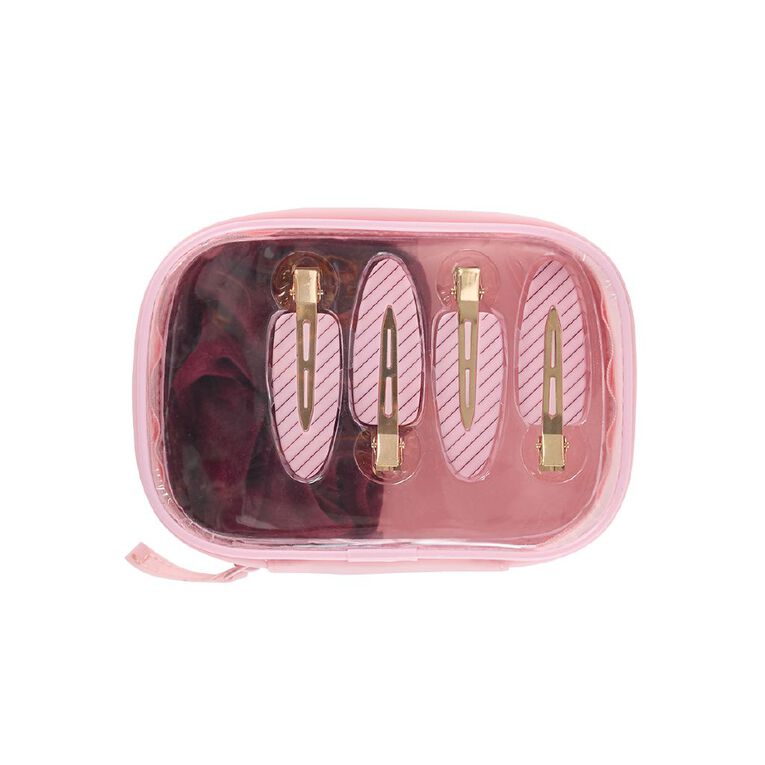Poppi Beauty Headband and Hair Clip Set Burgundy, , hi-res