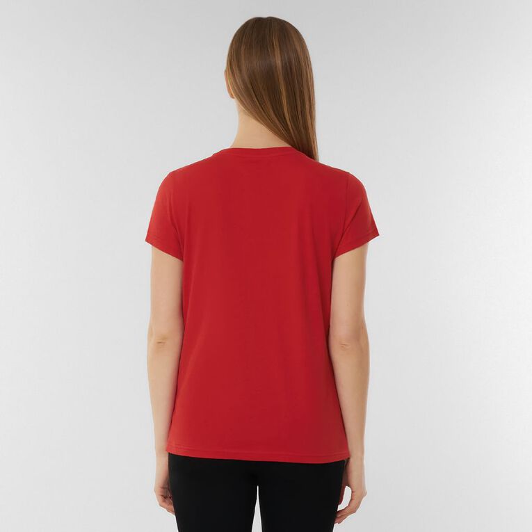 H&H Women's Short Sleeve Crew Neck Tee, Red Mid, hi-res